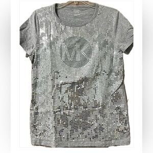 MICHAEL KORS Sequined Signature Tee SZ M NWOT